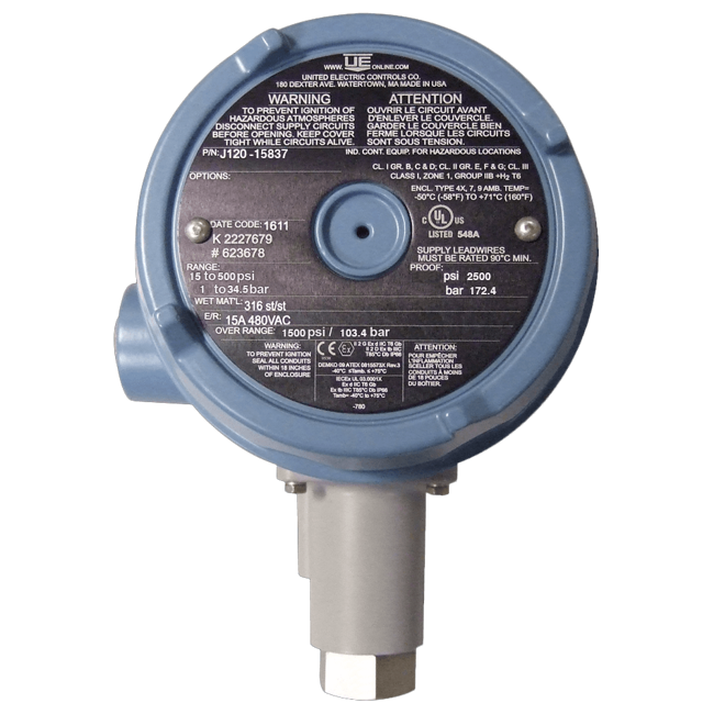 United Electric Pressure Switch, 120 Series Type J120 Models 15834 to 15839